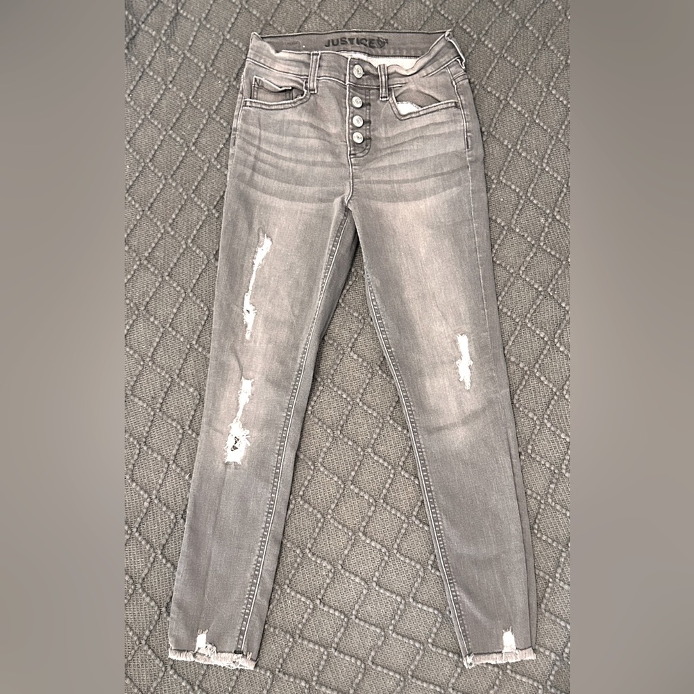 Girls Justice Destructed High-Rise Jean Leggings Vintage gray Size 14
